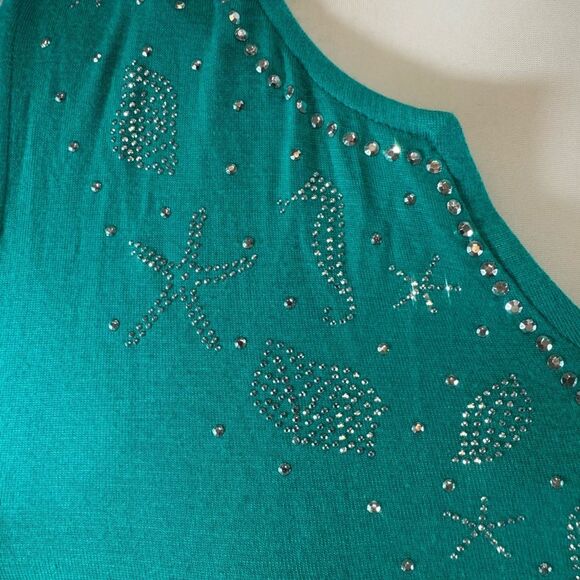 Cocomo teal green studded shimmering beach dress size medium NWOT - Picture 3 of 7